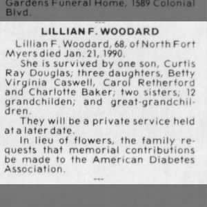 Lillian F Woodard Obit
